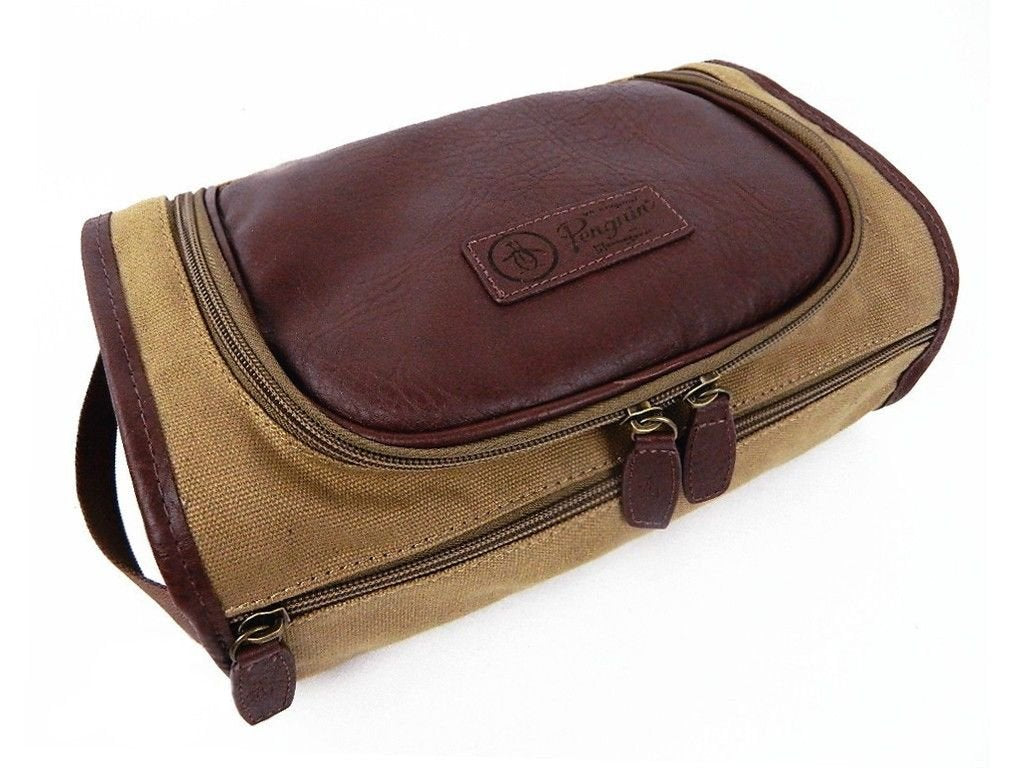 Penguin Munsingwear Men's Travel Kit (Toiletry Bag Brown & Khaki)