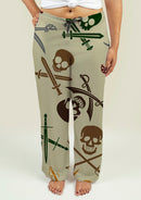 Ladies Pajama Pants with Skull and Swords