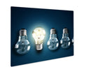 Metal Panel Print, Illuminated Light Bulb In A Row Of Dim Ones Concept For Creativity Innovation