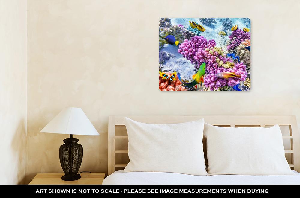 Metal Panel Print, Underwater World With Corals And Tropical Fish