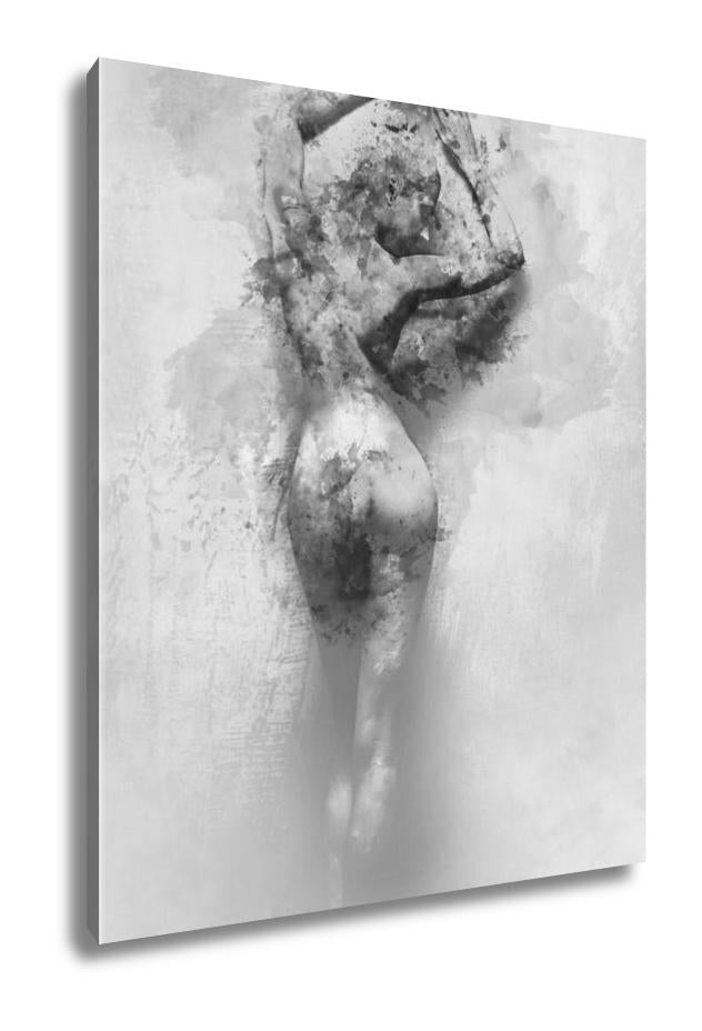 Gallery Wrapped Canvas, Digital Watercolor Painting Of A Naked Woman