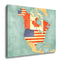 Gallery Wrapped Canvas, USA And Canada On The Outline Map Of North America The Map Is In Vintage Summer