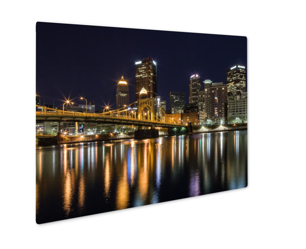 Metal Panel Print, Pittsburgh Skyline At Night