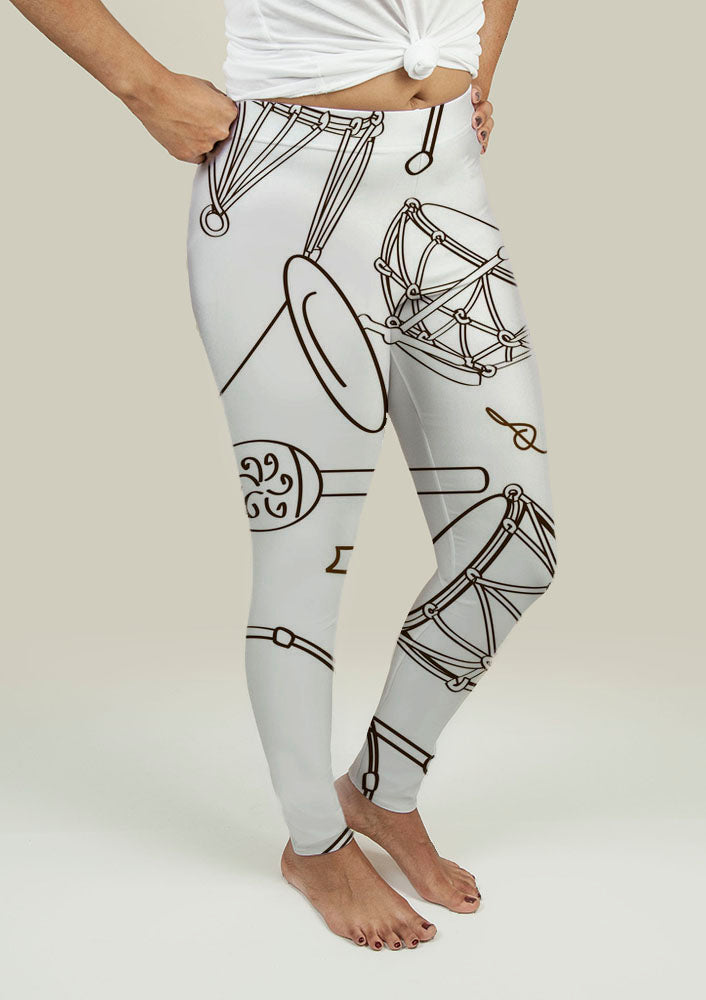 Leggings with Drum Set Pattern