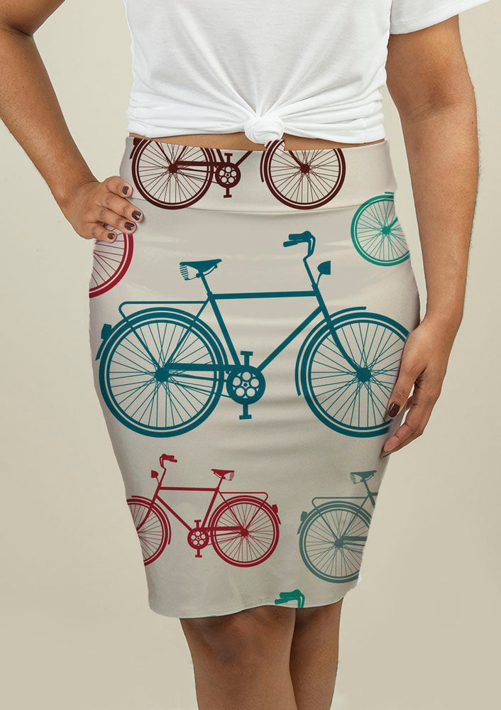 Pencil Skirt with Vintage Bicycles