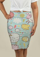 Pencil Skirt with Sheeps on Clouds