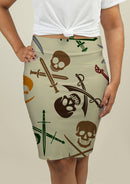 Pencil Skirt with Skull and Swords