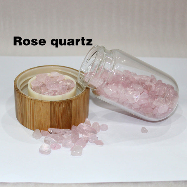 Natural Crystal Quartz Gravel Gemstone Healing Glass Energy Elixir Water Bottle