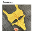 SAY MORNING NEW ARRIVAL Secret Button Sexy Solid Bikini Push Up Swimwear Solid Bikini Set Bathing Suits Beach Wear Swimming Suit