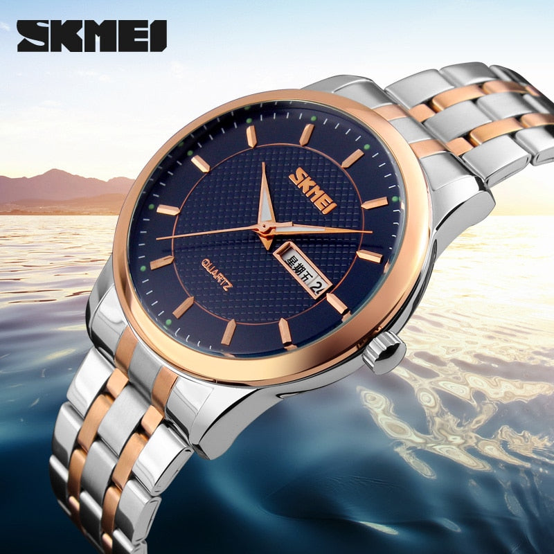 Men Stainless Steel Dress Watches By SKMEI Luxury Brand