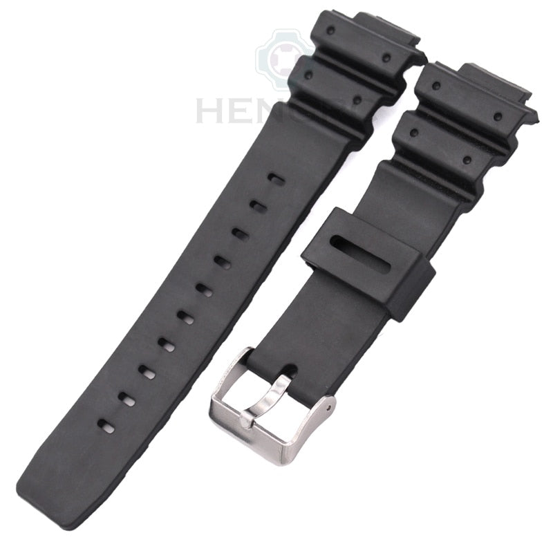 Silicone Watch Strap Band Men Black Sports Diving Rubber Watchbands Stainless Steel Buckle Accessories For Casio 9052 Series
