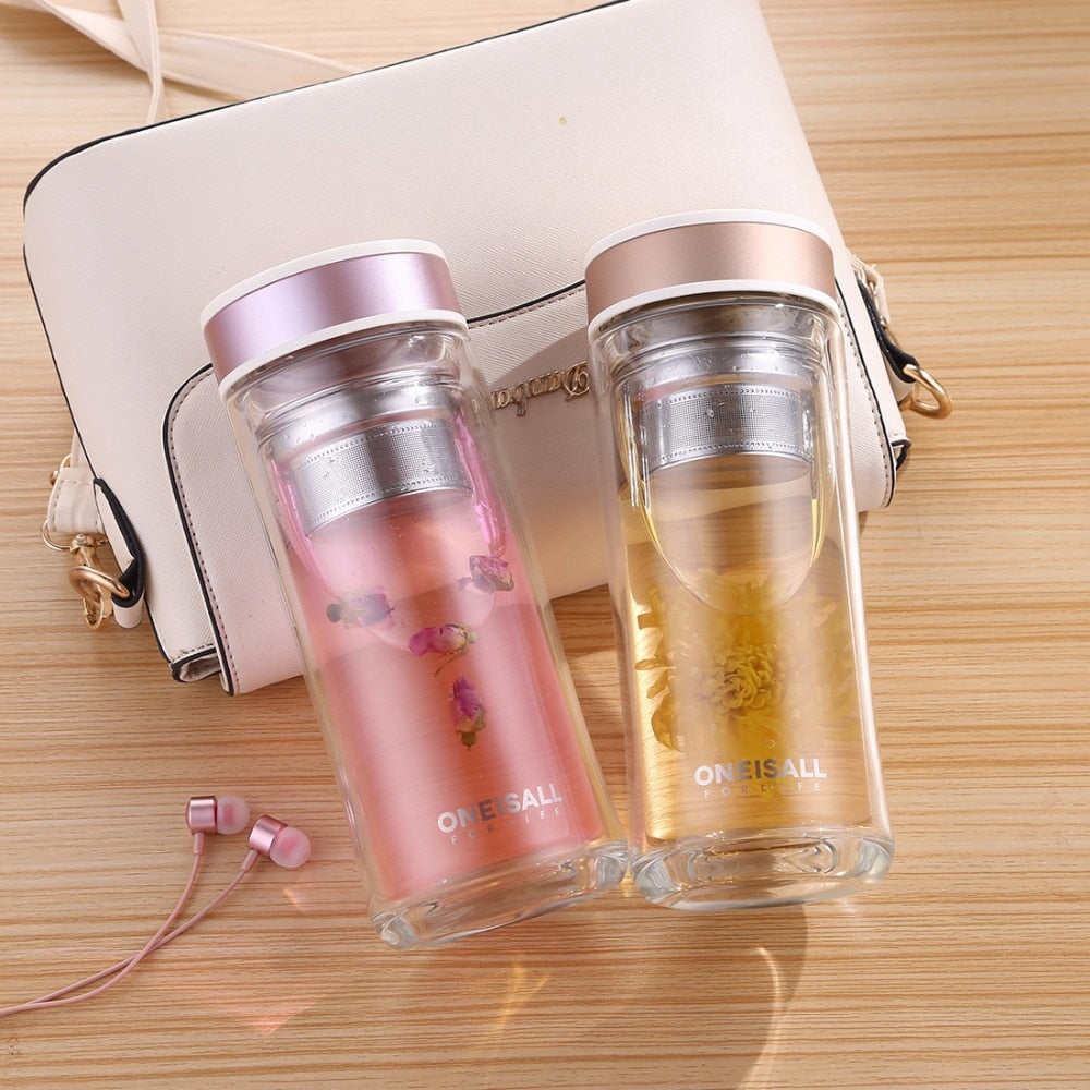 Glass Water Bottle With Tea Filter