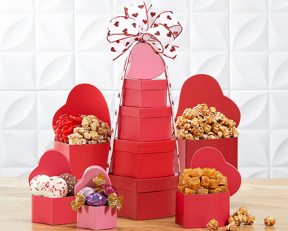Tower of Hearts Gift Basket